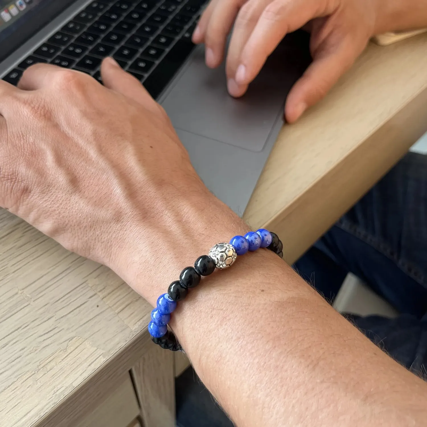 Ornamenta S. Benedetto bracciale corda blu nero 19-24 cm