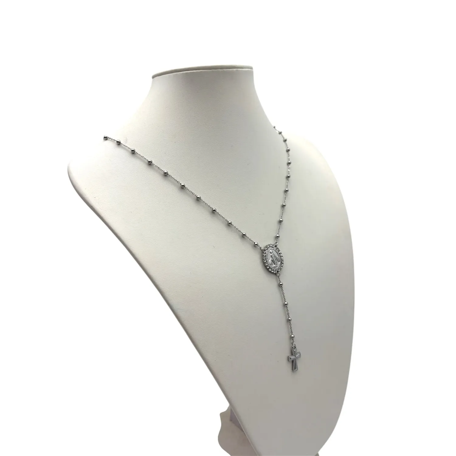 Ornamenta Collana Medaglia Miracolosa croce strass 50-55cm