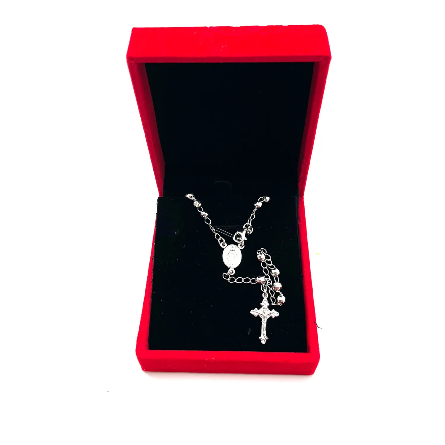 Ornamenta Rosario Pallina Diamantata collana argento 925 50 cm