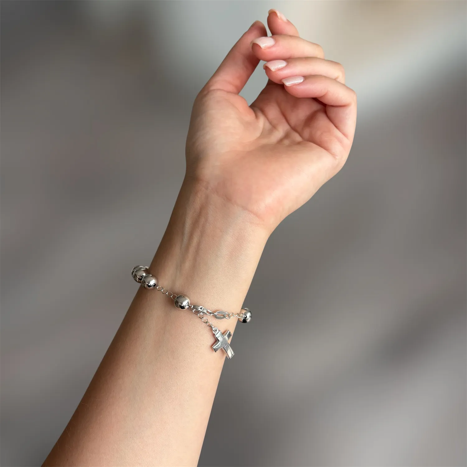 Ornamenta Rosario bracciale argento 925 20 cm grani 8 mm