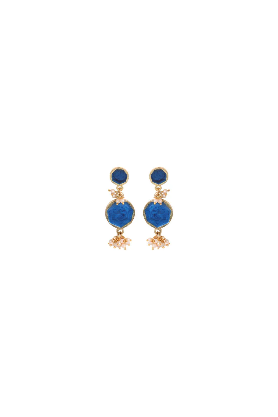 House of Tuhina Enamel Long Pearl orecchini lagoon smalto