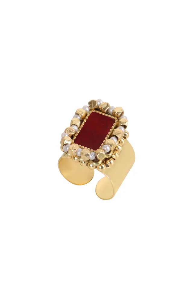 House of Tuhina Enamel Brick anello smalto rettangolare