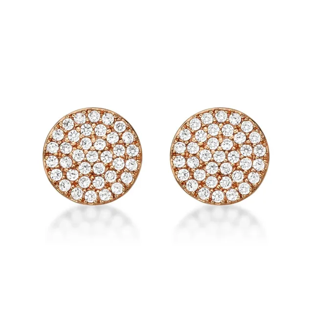 Diamond Treats orecchini disco argento 925 oro rosa zirconi