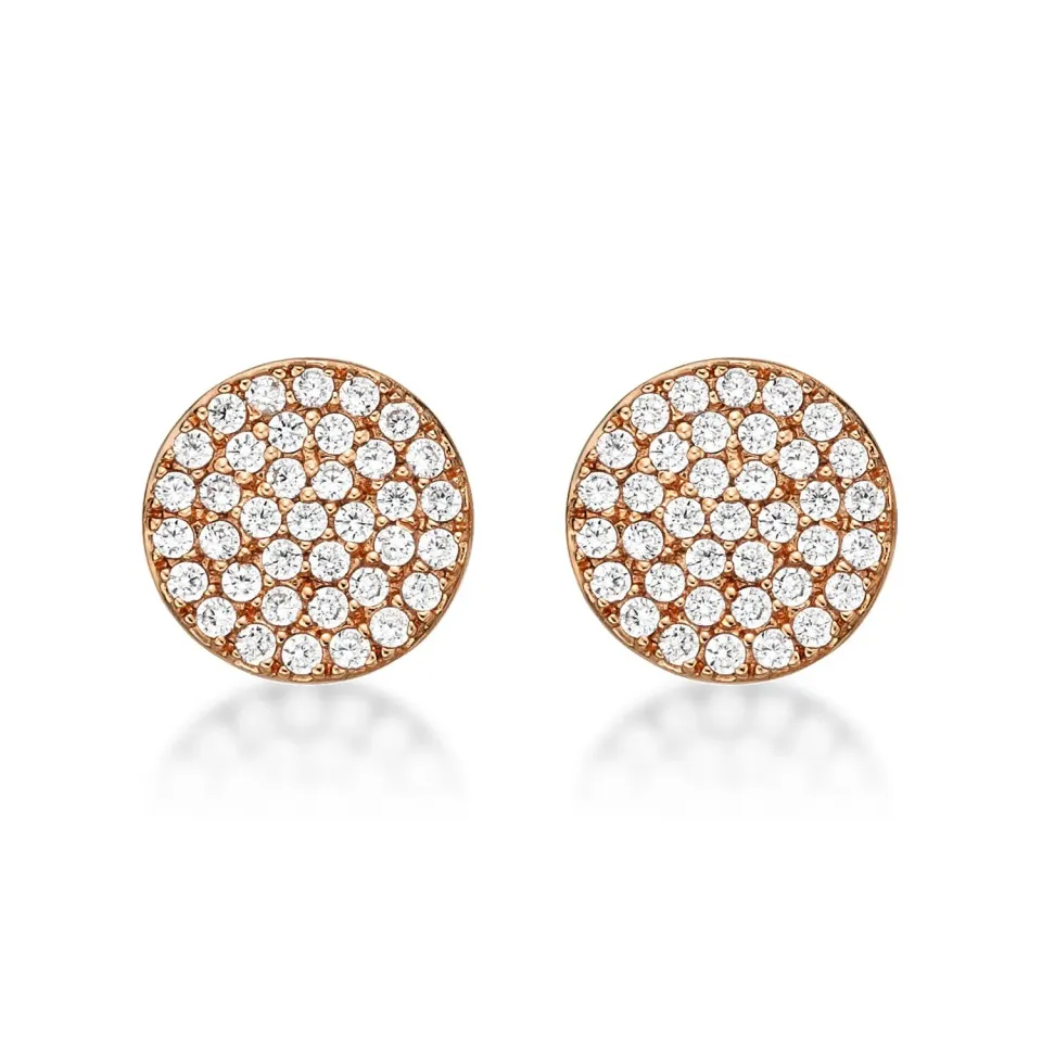 Diamond Treats orecchini disco argento 925 oro rosa zirconi