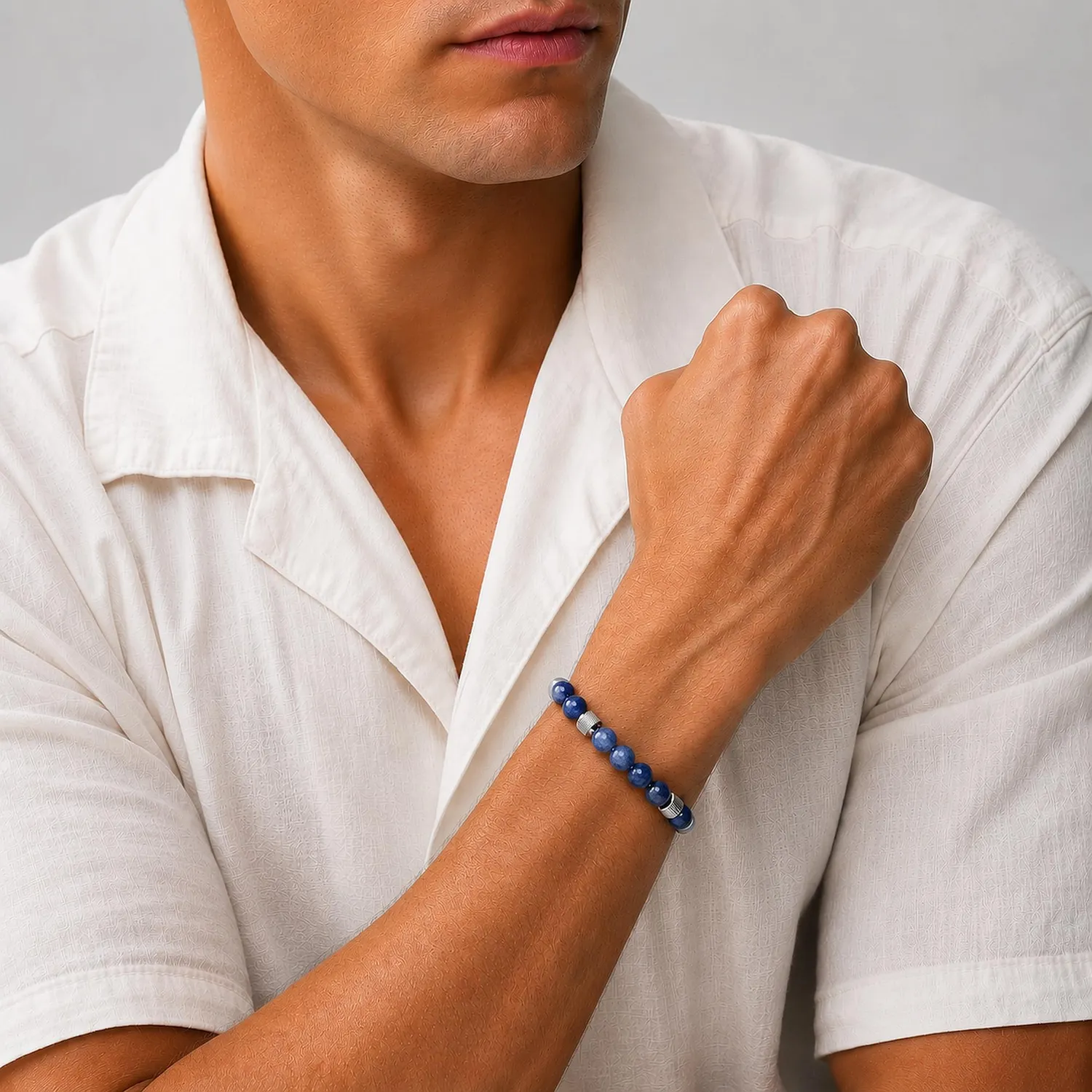 Dada Gioielli Bracciale Uomo Sodalite Pietra Naturale 6mm
