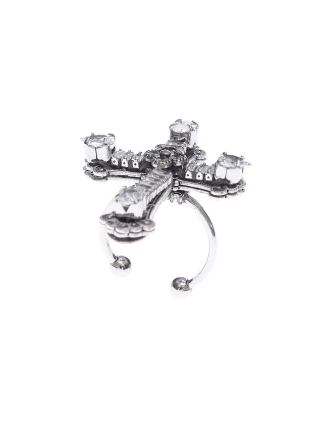 Rada Anello Croce Anello Oro con Baguettes