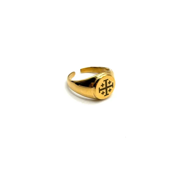 Ornamenta Chevalier anello Croce Gerusalemme dorato mignolo