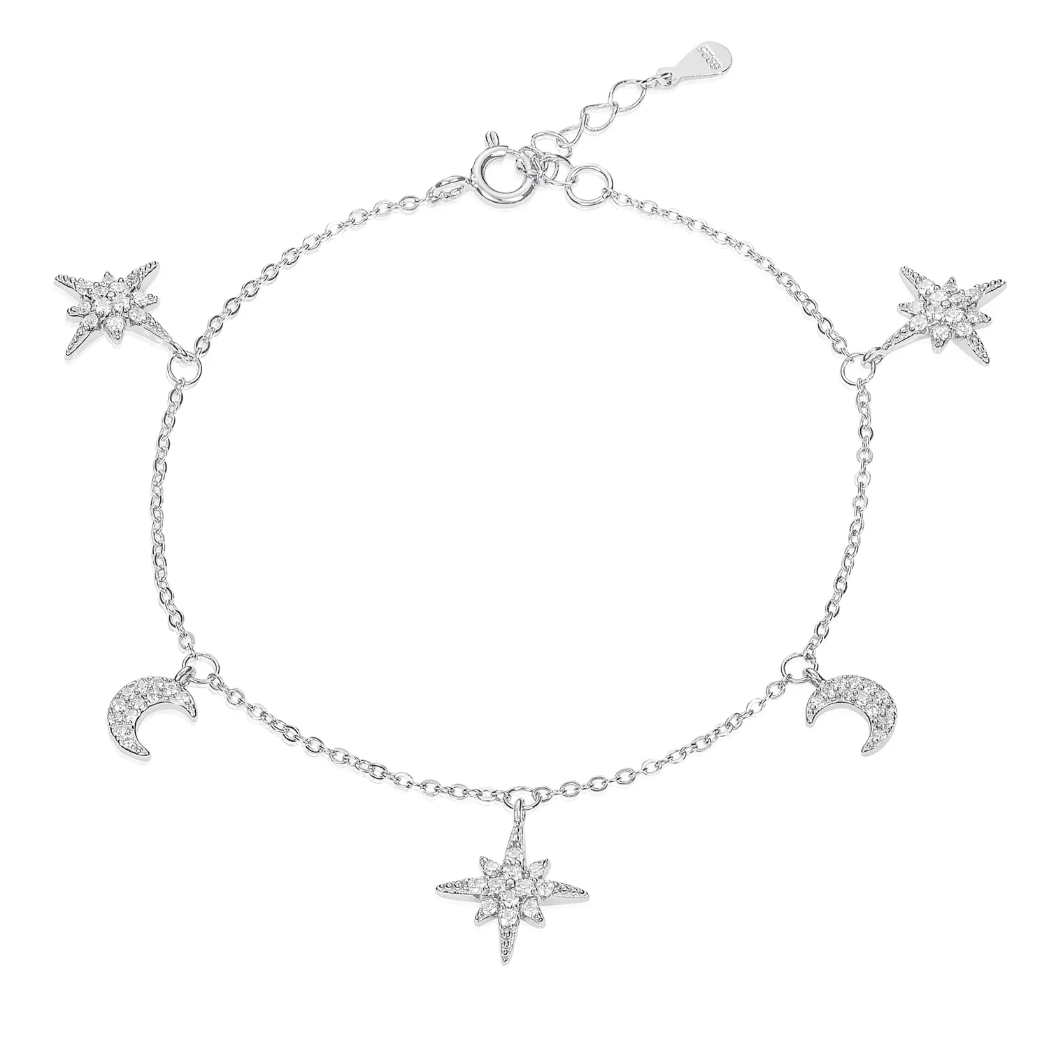 Diamond Treats Bracciale Luna Stella Argento 925 Oro Rosa