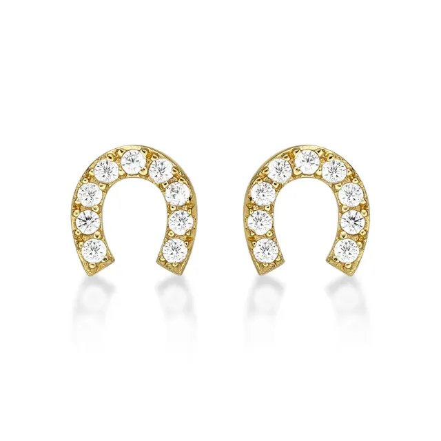 Diamond Treats Orecchini Ferro Cavallo Oro Zirconi Argento