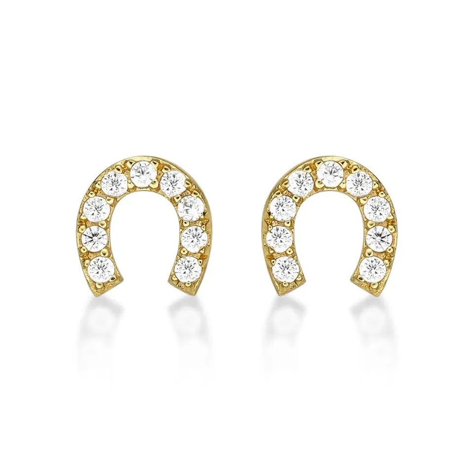Diamond Treats Orecchini Ferro Cavallo Oro Zirconi Argento