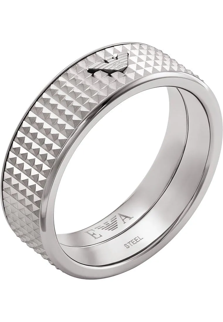 Emporio Armani EGS2032040 anello uomo acciaio nero
