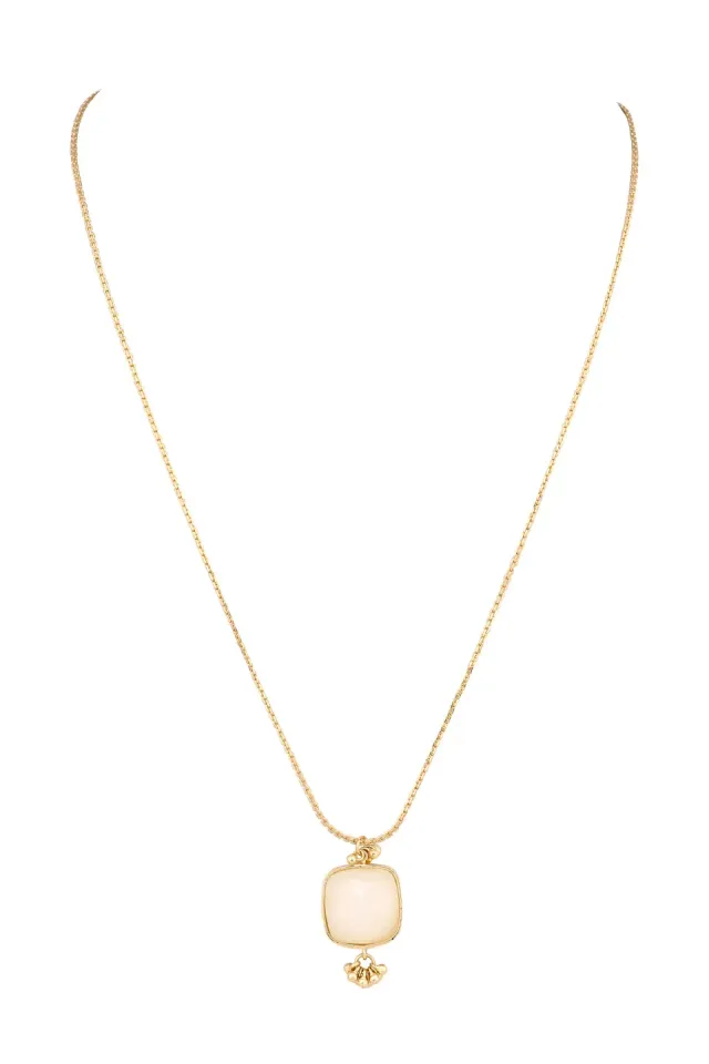 House of Tuhina Long Square Stone collana avorio pietra