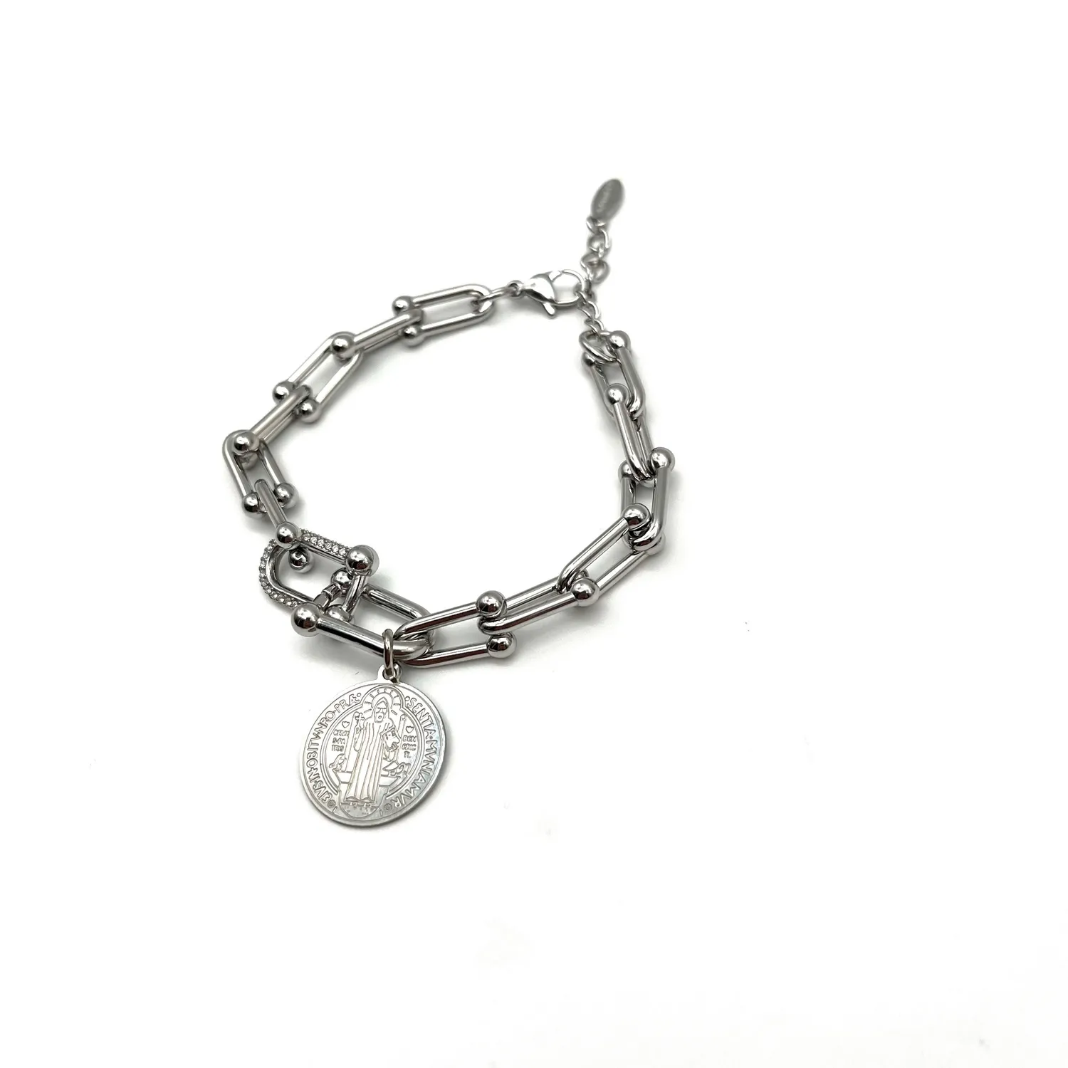 Ornamenta San Benedetto bracciale catena acciaio regolabile