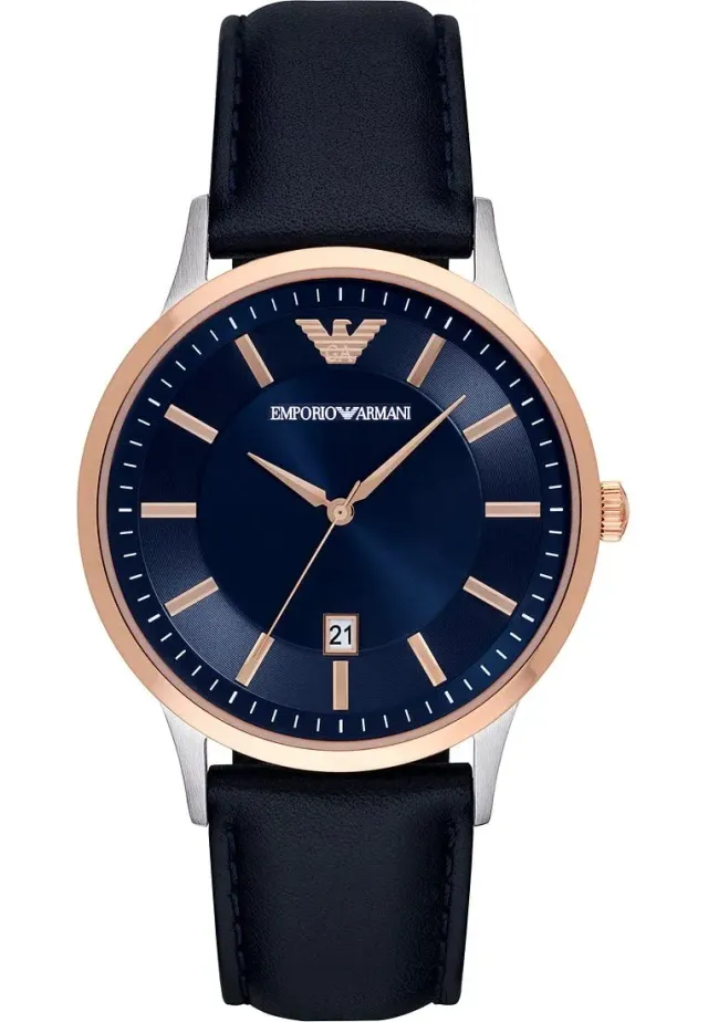Emporio Armani Orologio Uomo Oro Rosa Blu 43 mm