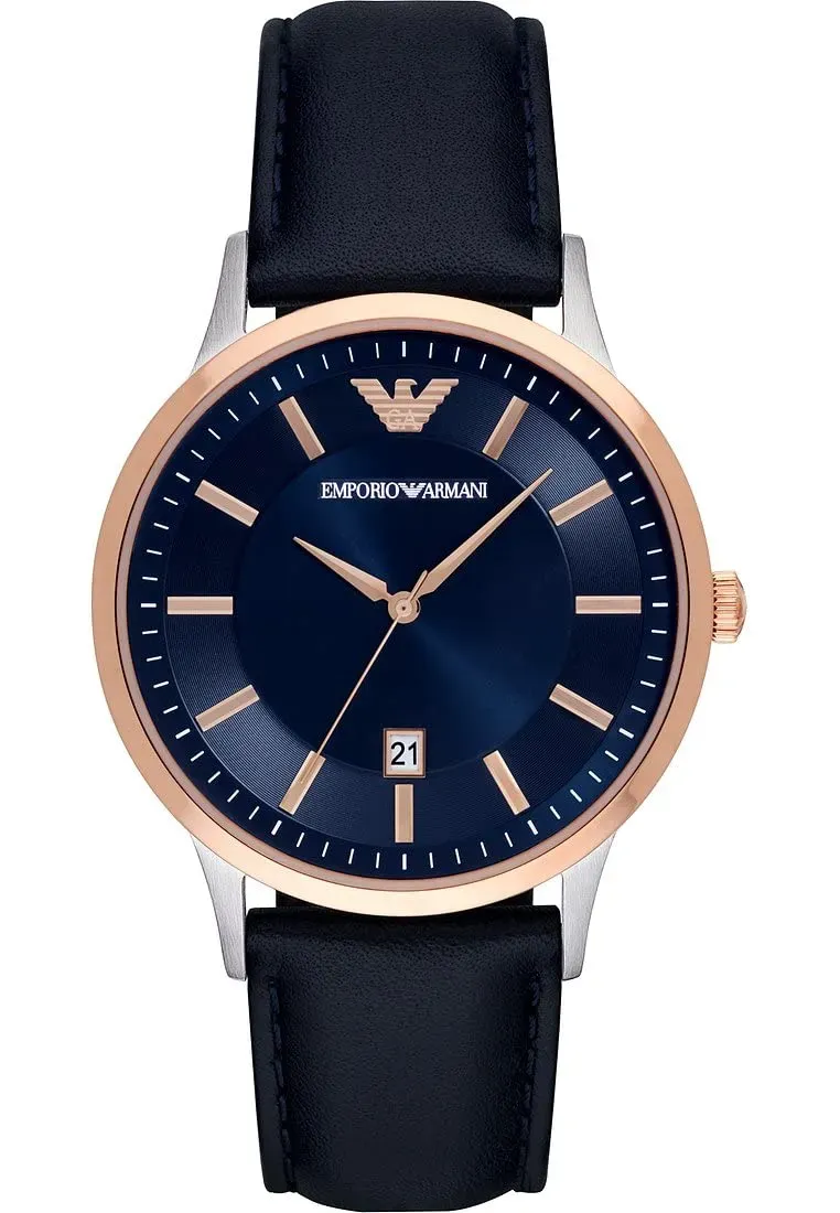 Emporio Armani Orologio Uomo Oro Rosa Blu 43 mm