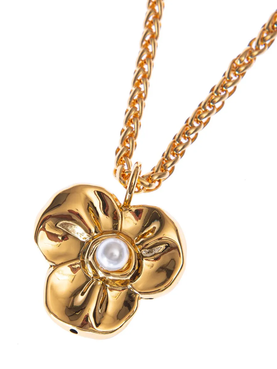 Rada Collana con Fiore collana oro fiore e perla