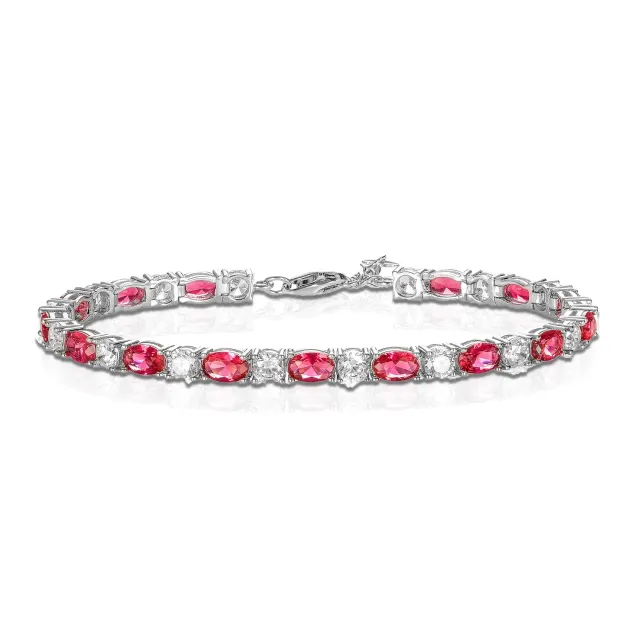 Diamond Treats bracciale tennis argento pietre rosse
