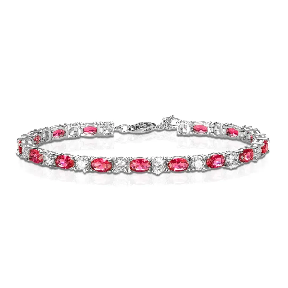 Diamond Treats bracciale tennis argento pietre rosse