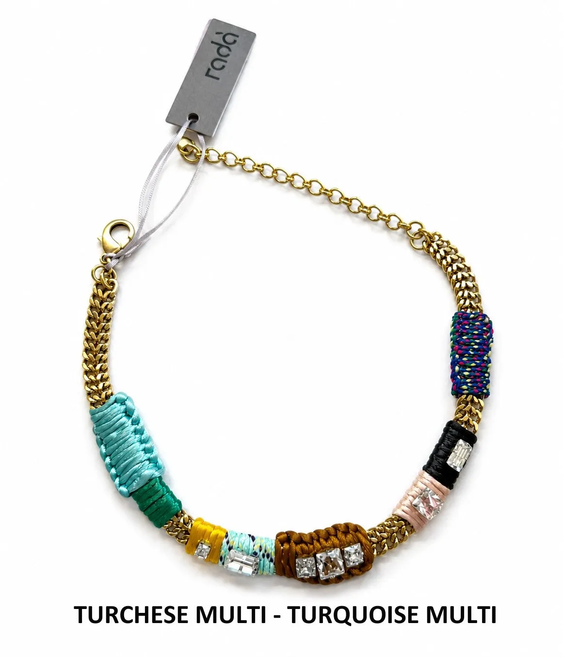 Rada Intreccio di Cordoncini Collana Turchese Multi cristalli