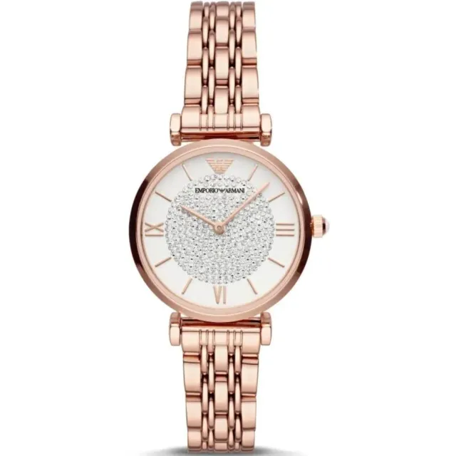 Emporio Armani orologio donna oro rosa glitter bianco