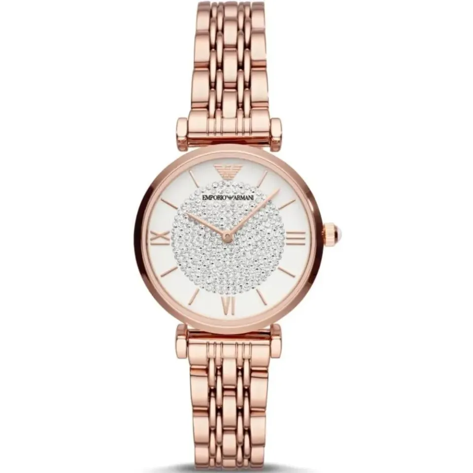 Emporio Armani orologio donna oro rosa glitter bianco