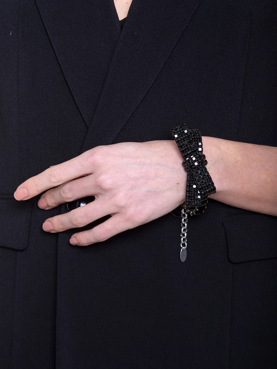 Rada Bracciale fiocco nero baguettes e strass