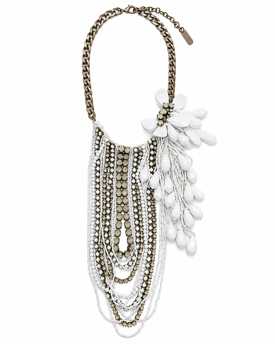 Rada Collana Cascata Bianca e Petali con Fiore