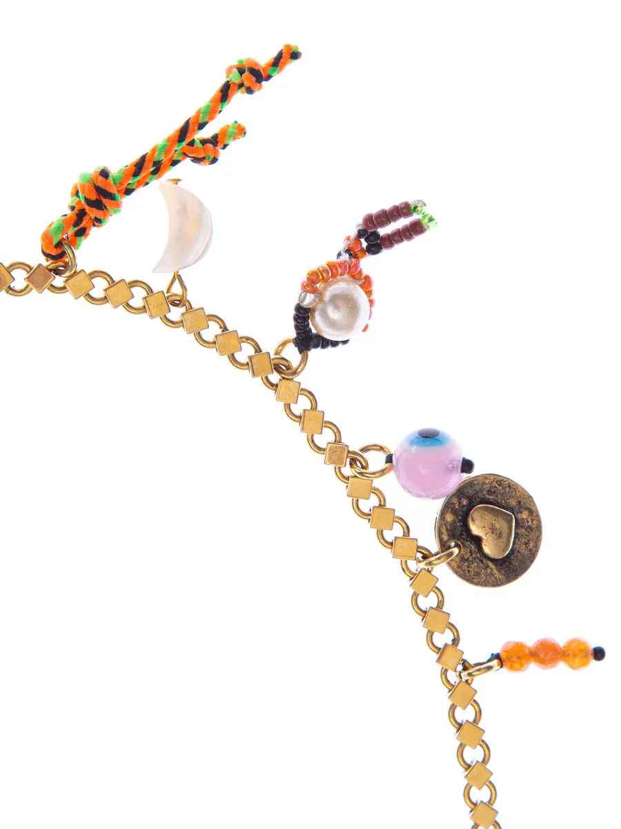 Rada Collana Ciondoli Multicolore in Catena Charms
