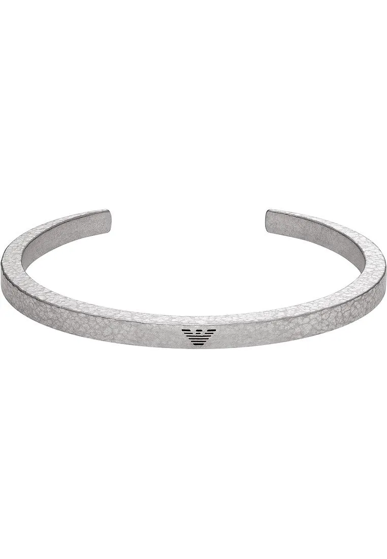Emporio Armani Bracciale Bangle Aperto Uomo Argento Acciaio
