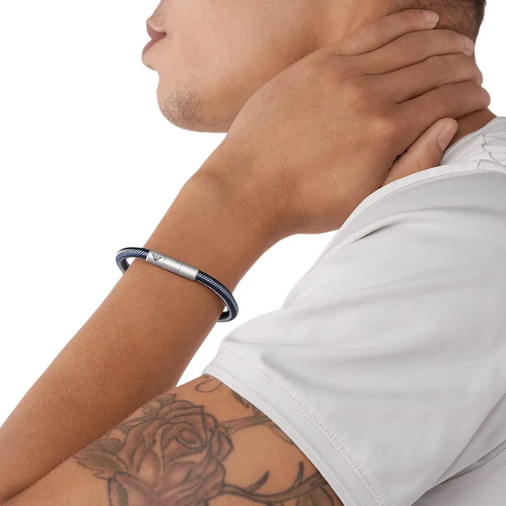 Emporio Armani Bracciale Uomo Acciaio Blu Chiusura Magnetica