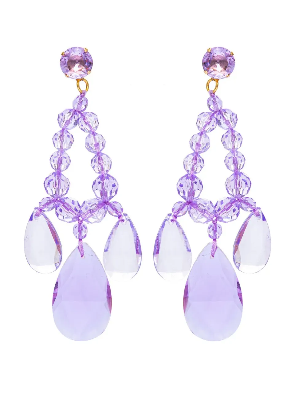 Radà Chandelier orecchini perle plexiglass lilla