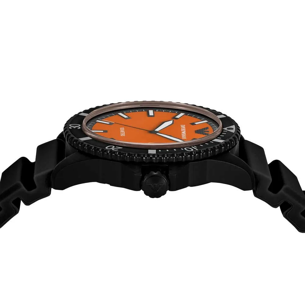Emporio Armani orologio uomo nero e arancione