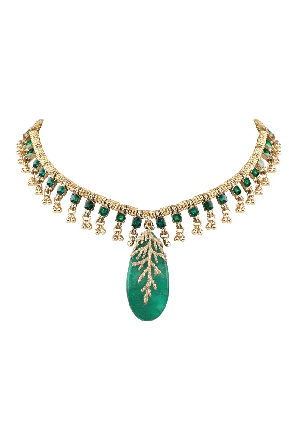 House of Tuhina Falak Leaf Stone choker grigio smalto