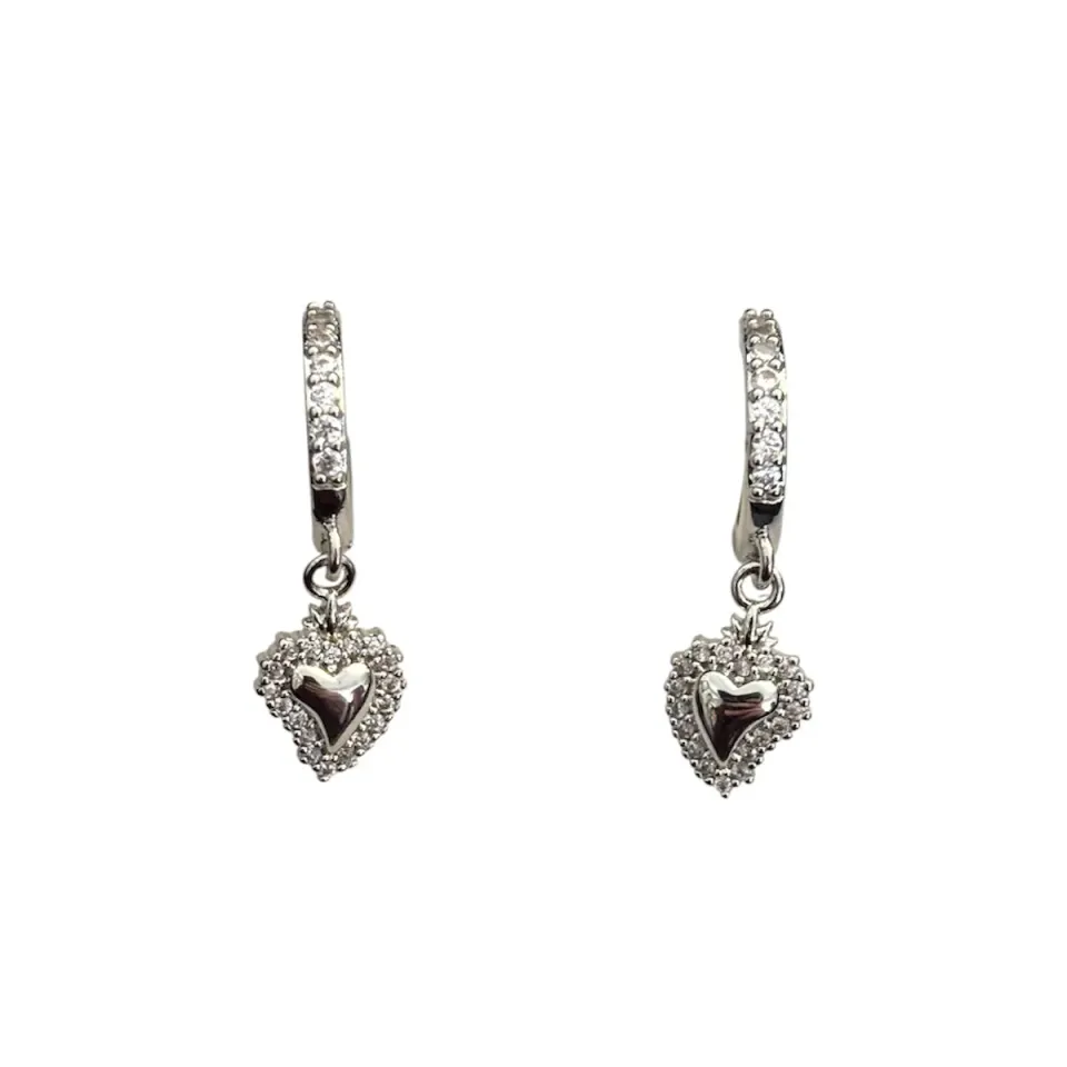 Ornamenta cuore pendenti orecchini acciaio argento