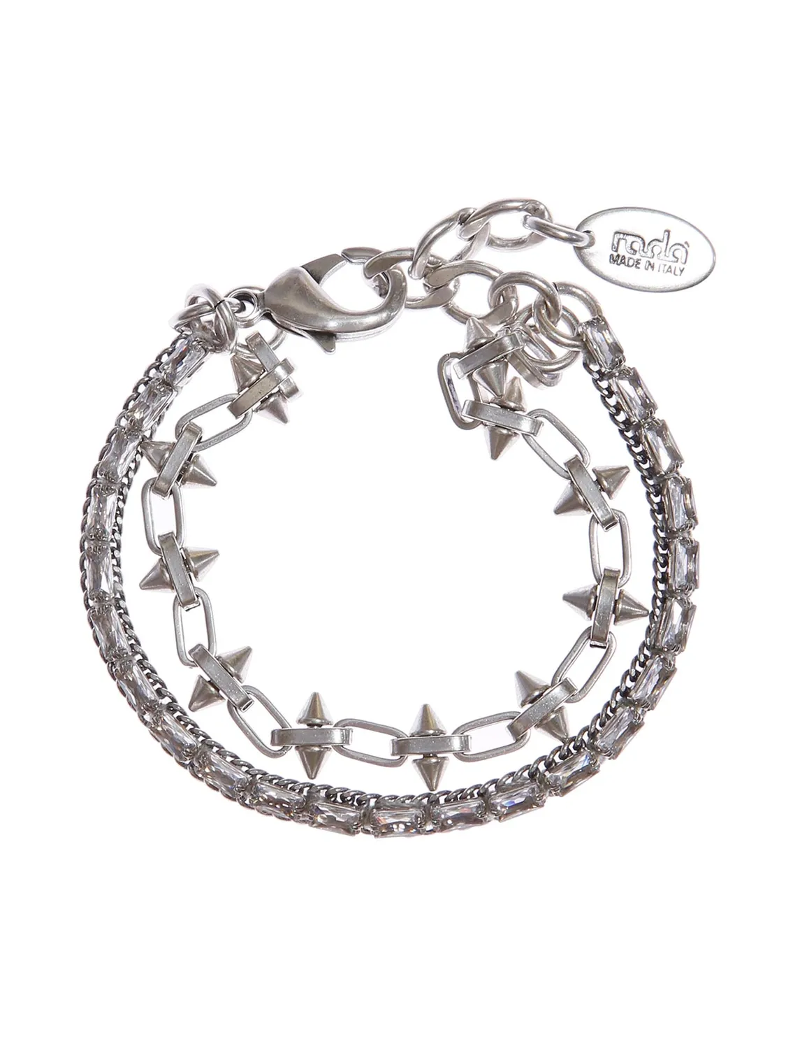 Rada Bracciale Doppio Borchie Cristallo Baguette