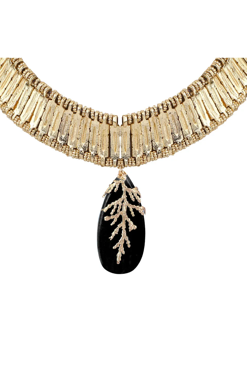 House of Tuhina Leaf Stone Qabeela choker grigio argento