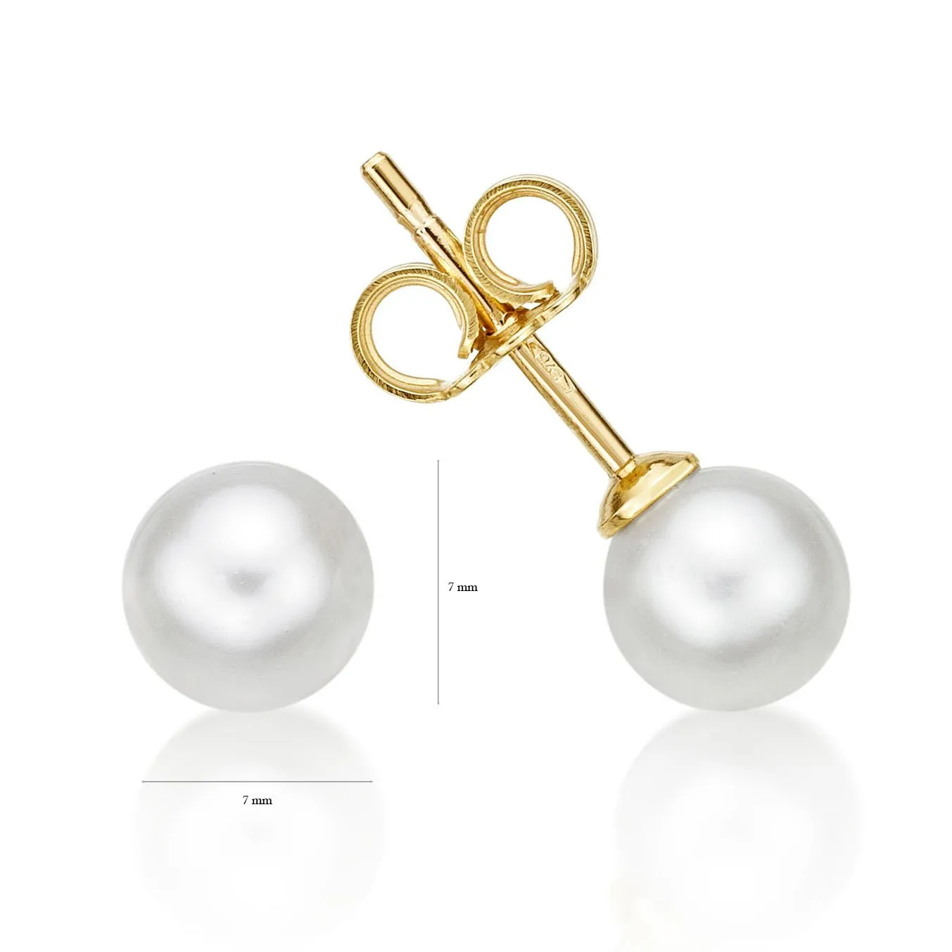 Diamond Treats orecchini perla 7mm oro giallo 9kt bottone