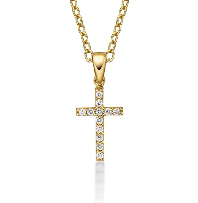 Diamond Treats collana croce oro giallo 9kt 50,8 cm zirconia