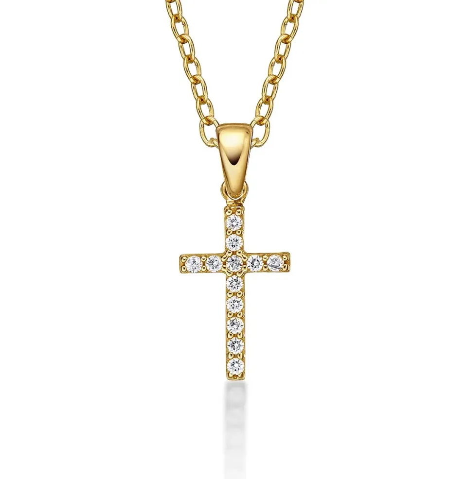 Diamond Treats collana croce oro giallo 9kt 50,8 cm zirconia