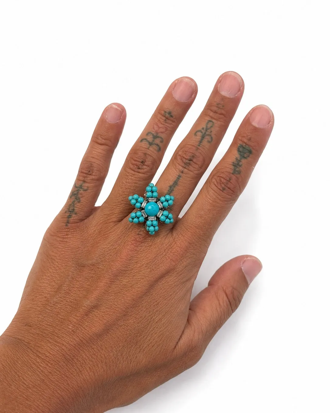 Rada Fiore Perline anello turchese cristalli