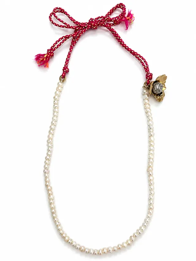 Rada Collana Perle Fiume Cordoncino Rosso
