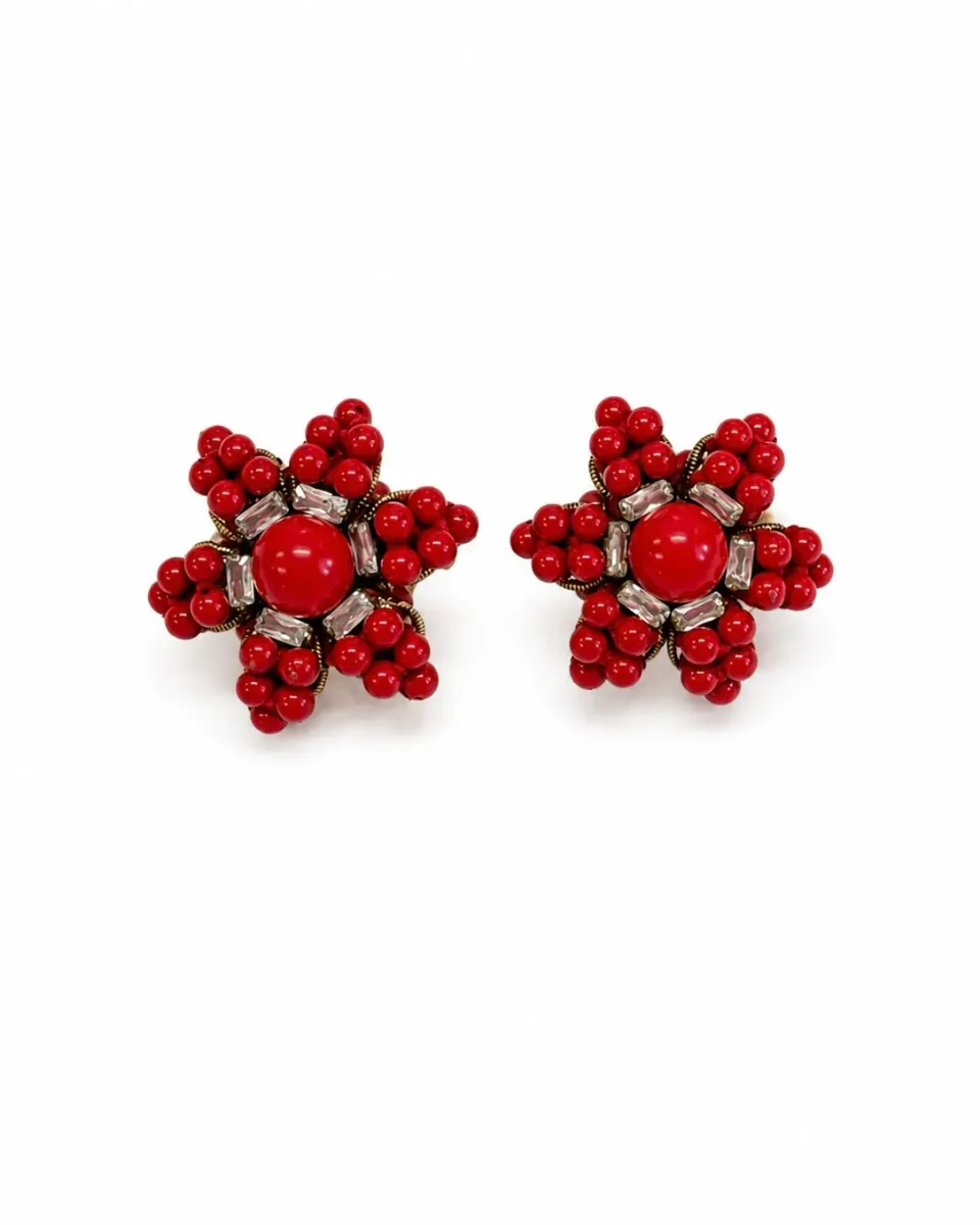 Rada Fiore Corallo orecchini clip perline rosse