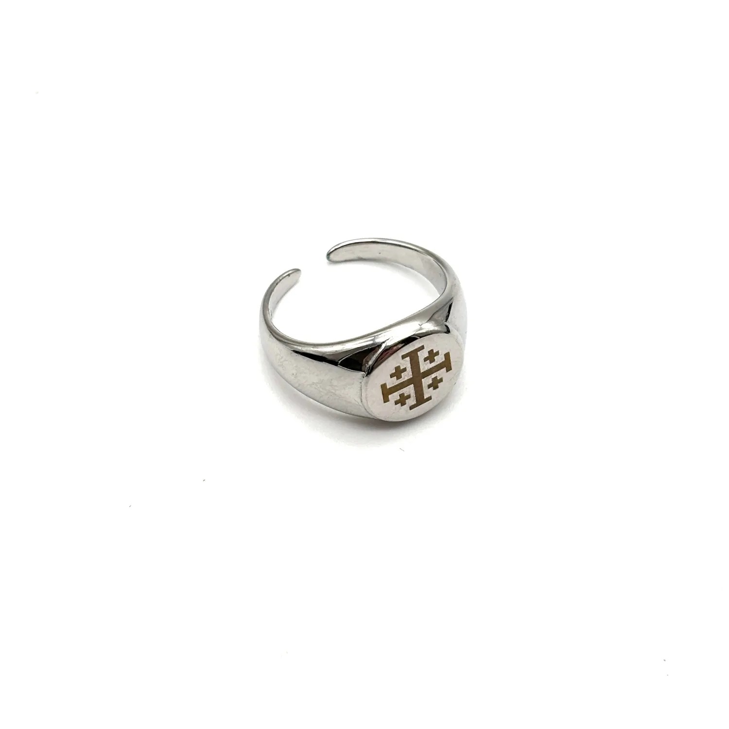Ornamenta anello chevalier Croce Gerusalemme acciaio
