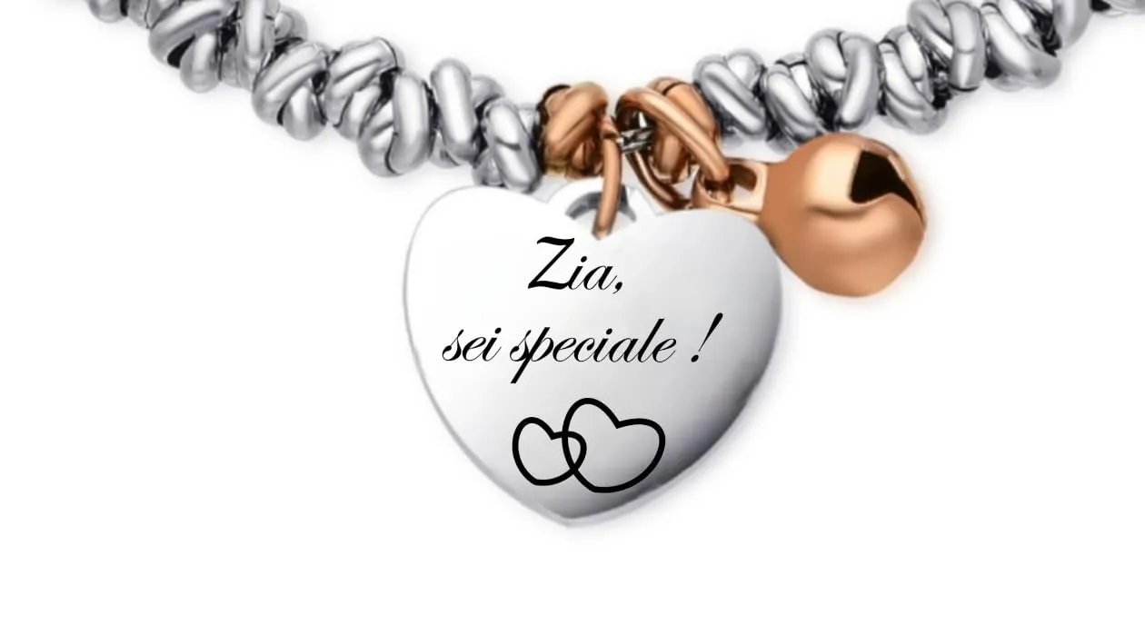 Dada Gioielli Bracciale Zia Cuore 17+3 cm Rodio Oro Rosa
