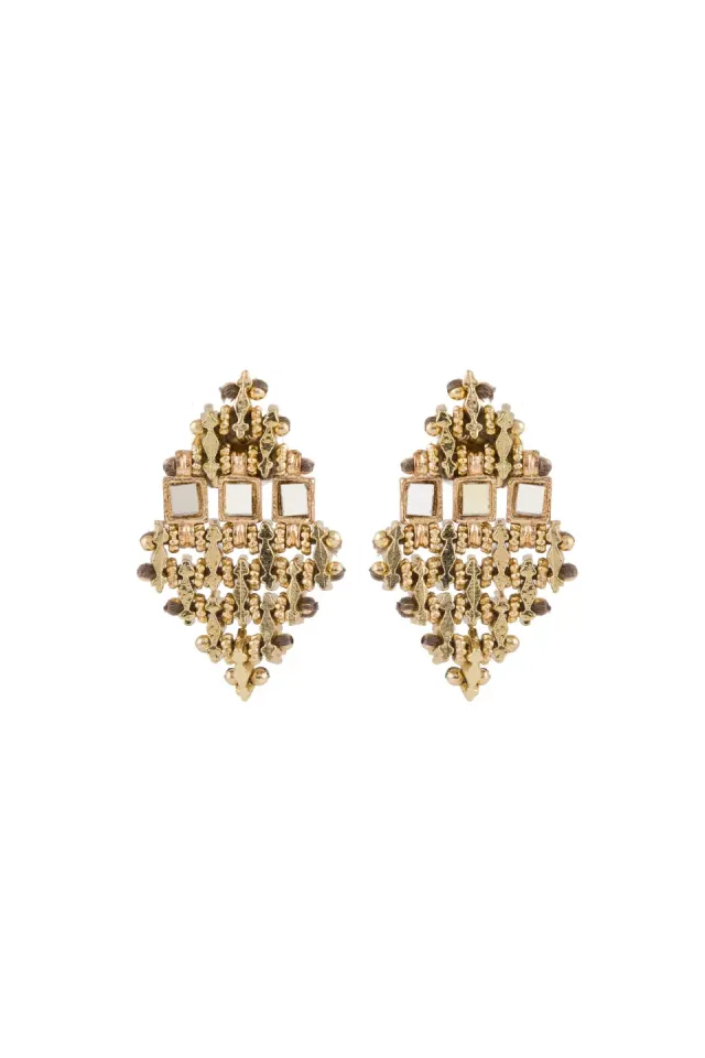 House of Tuhina Mirror Falak Teer orecchini oro specchio