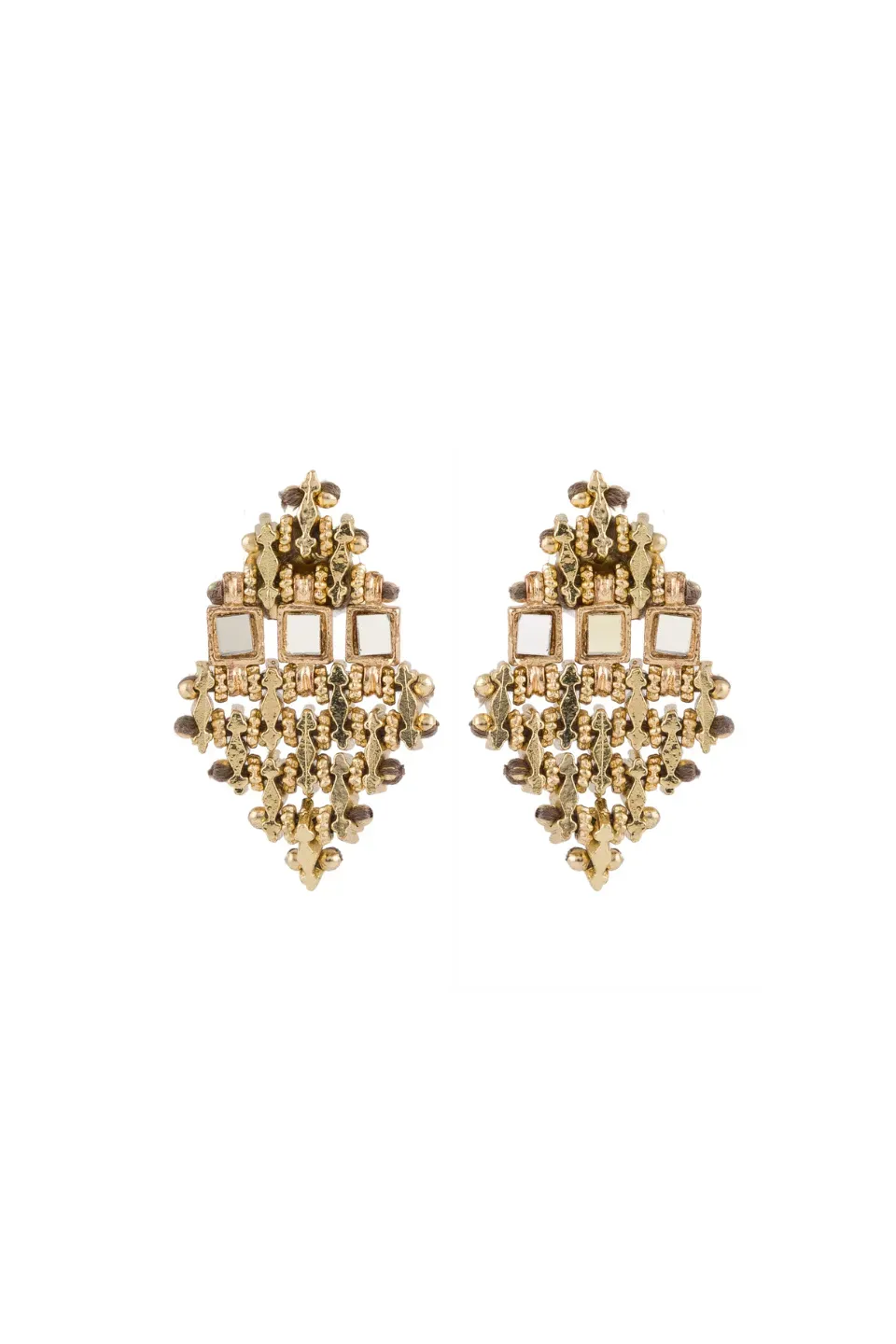 House of Tuhina Mirror Falak Teer orecchini oro specchio