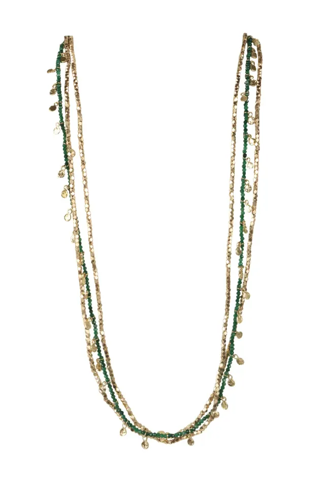 House of Tuhina Baisa Gold Gamini collana verde elegante