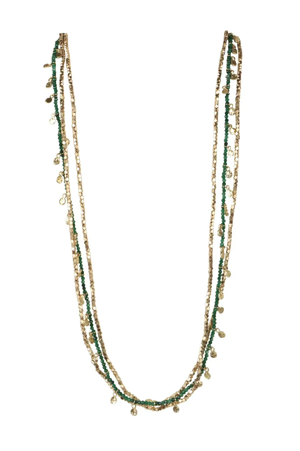 House of Tuhina Baisa Gold Gamini collana verde elegante