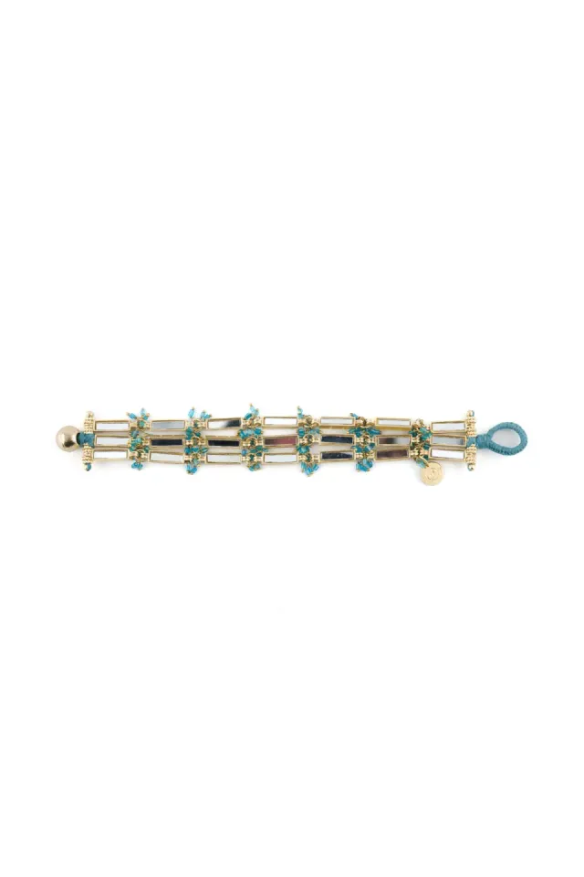 House of Tuhina Qabeela bracciale turchese tre fili