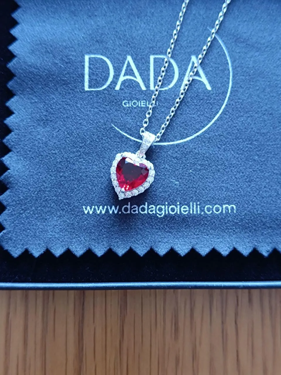 Dada Gioielli Collana Cuore 12mm Punto Luce Argento Rubino